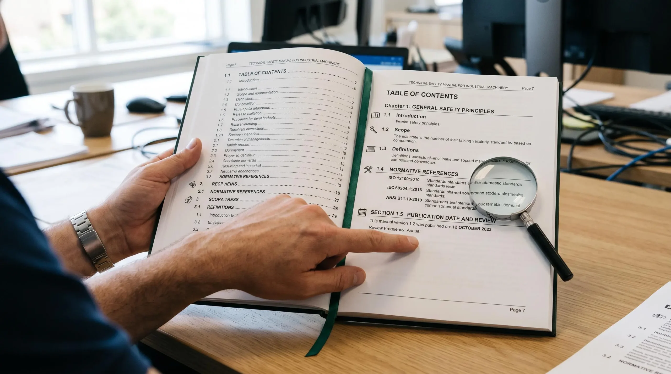 Vérification de la conformité d'un manuel de sécurité au travail avec focus sur les références normatives et la date d'édition